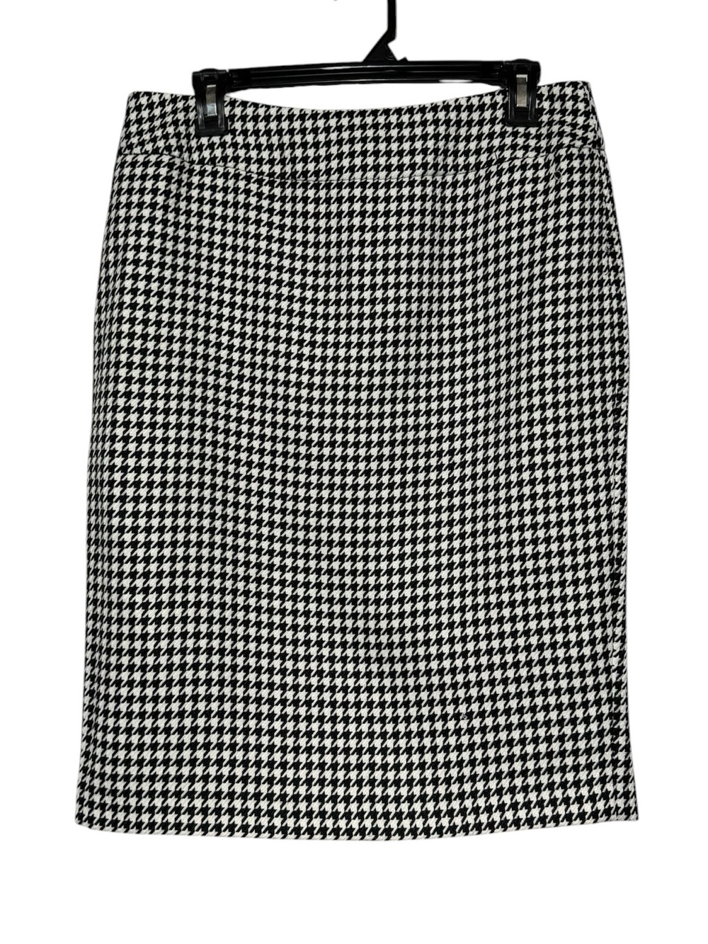 Kasper Black White Houndstooth Pencil Skirt Size 4 Plaid Office Career Christmas